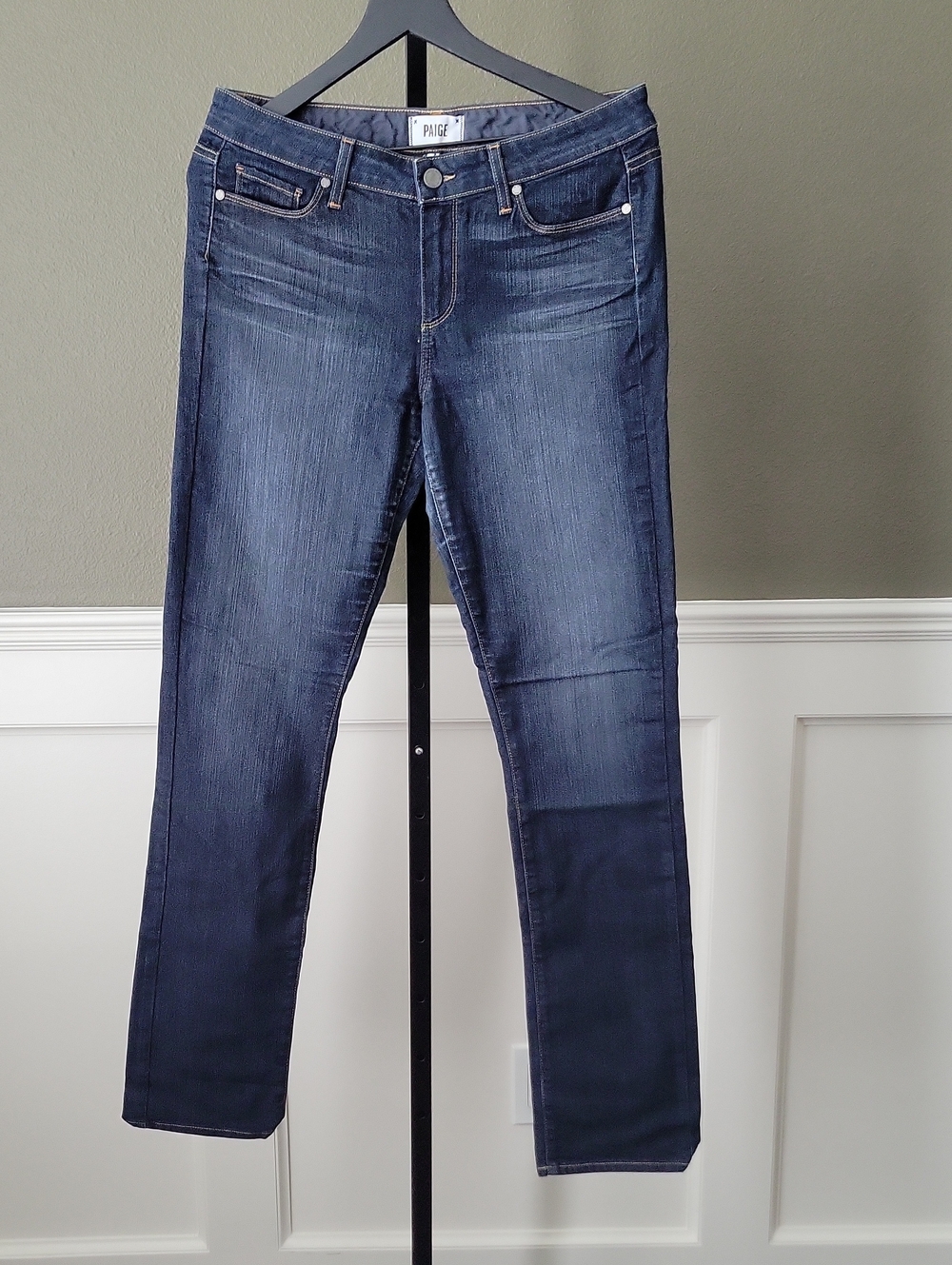 PAIGE Skyline Straight Leg Jeans in Dark Indigo Wash